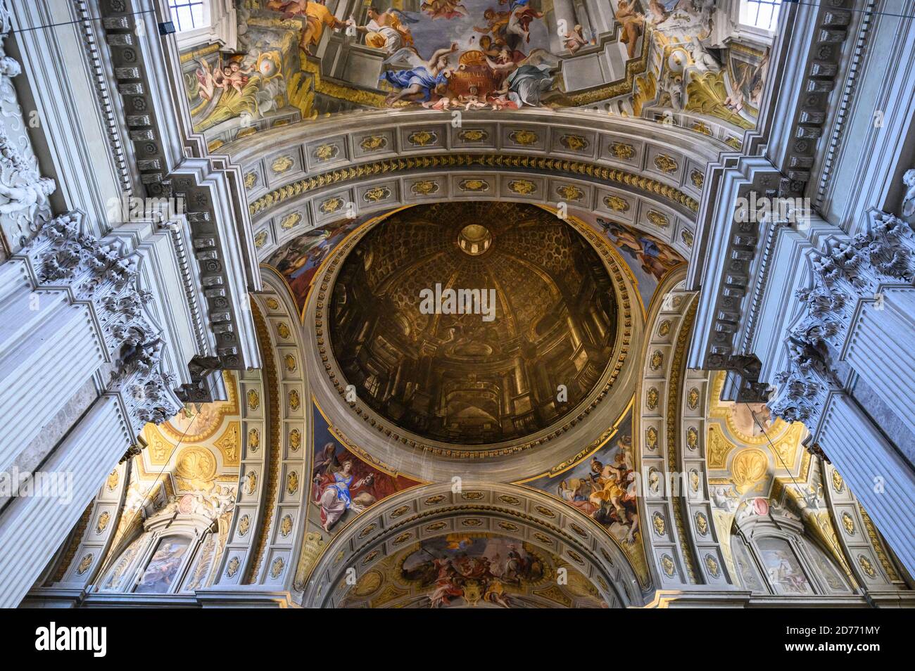 Rome. Italy. Interior of the Church of St. Ignatius of Loyola at Campus Martius (1626 - 1650). Trompe l'œil false dome. Chiesa di Sant'Ignazio di Loyo Stock Photo