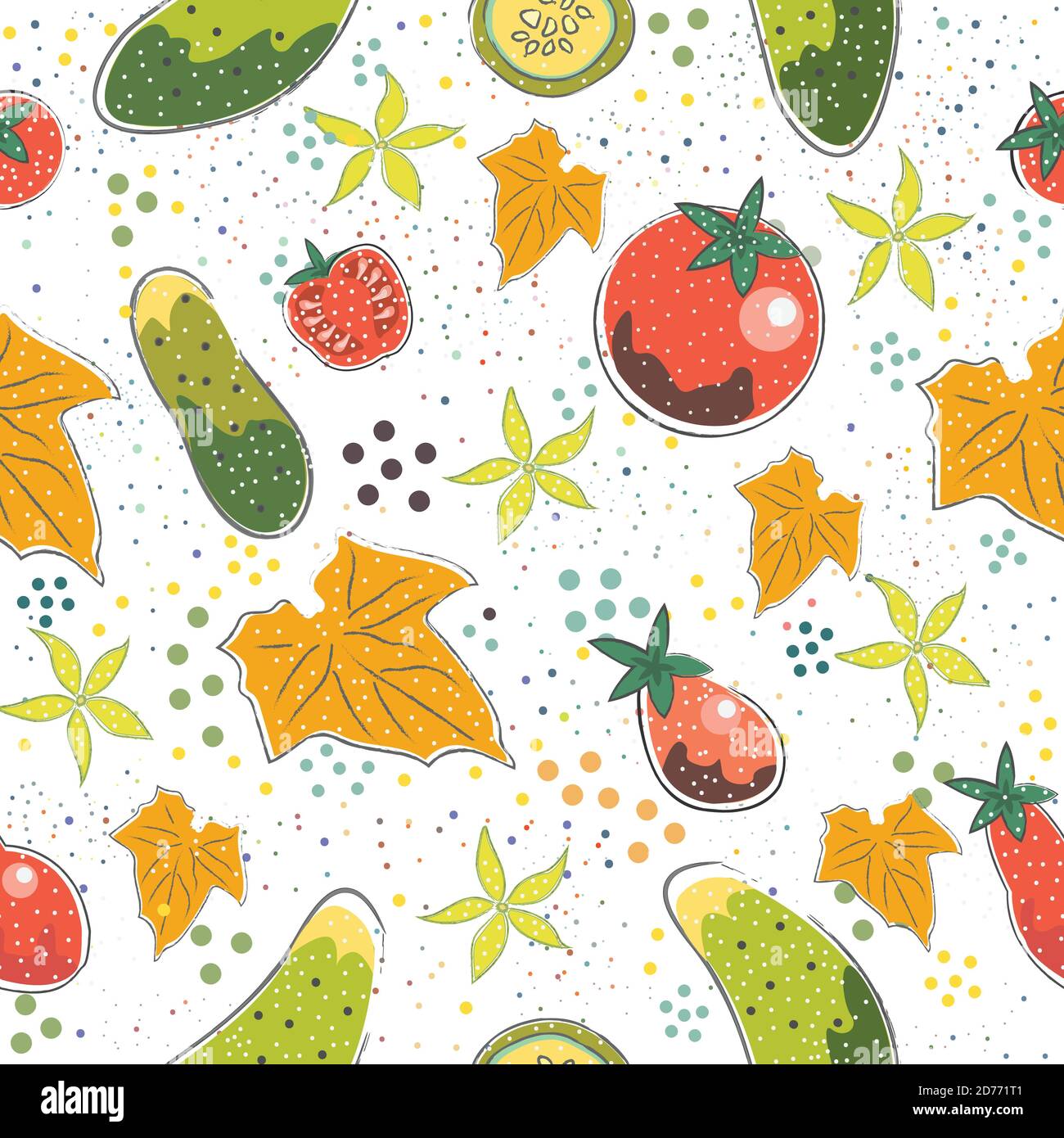 Seamless Pattern with Cute Vegetables. Scandinavian Style. Vector Illustration Stock Vector