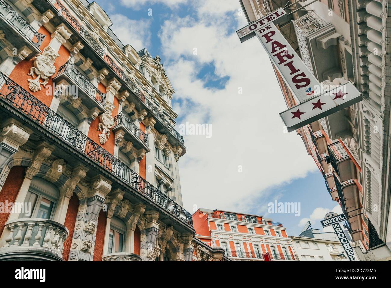 October 22 2017. Architecture of Lourdes, France. Beautiful old houses
