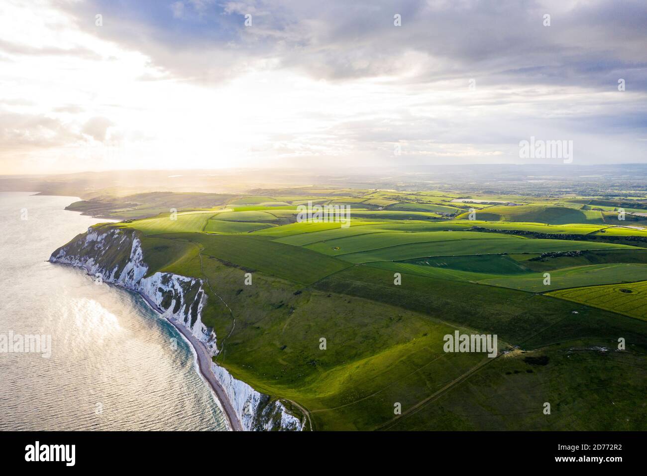 Aerial view wtih beautiful, UK England Europe Dorset Durdle Door Beach ...