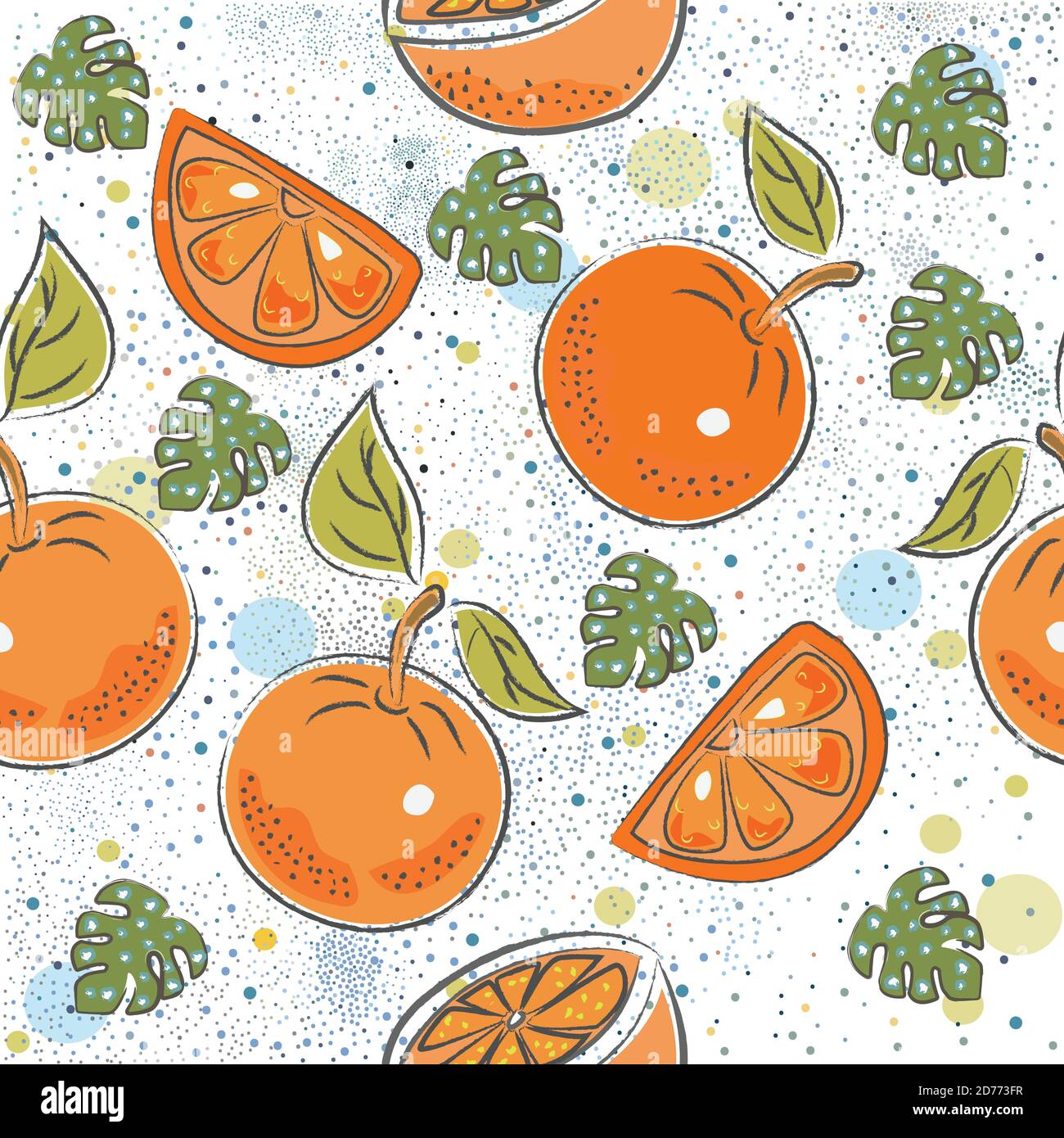 Seamless Pattern with Oranges. Scandinavian Style. Stock Vector