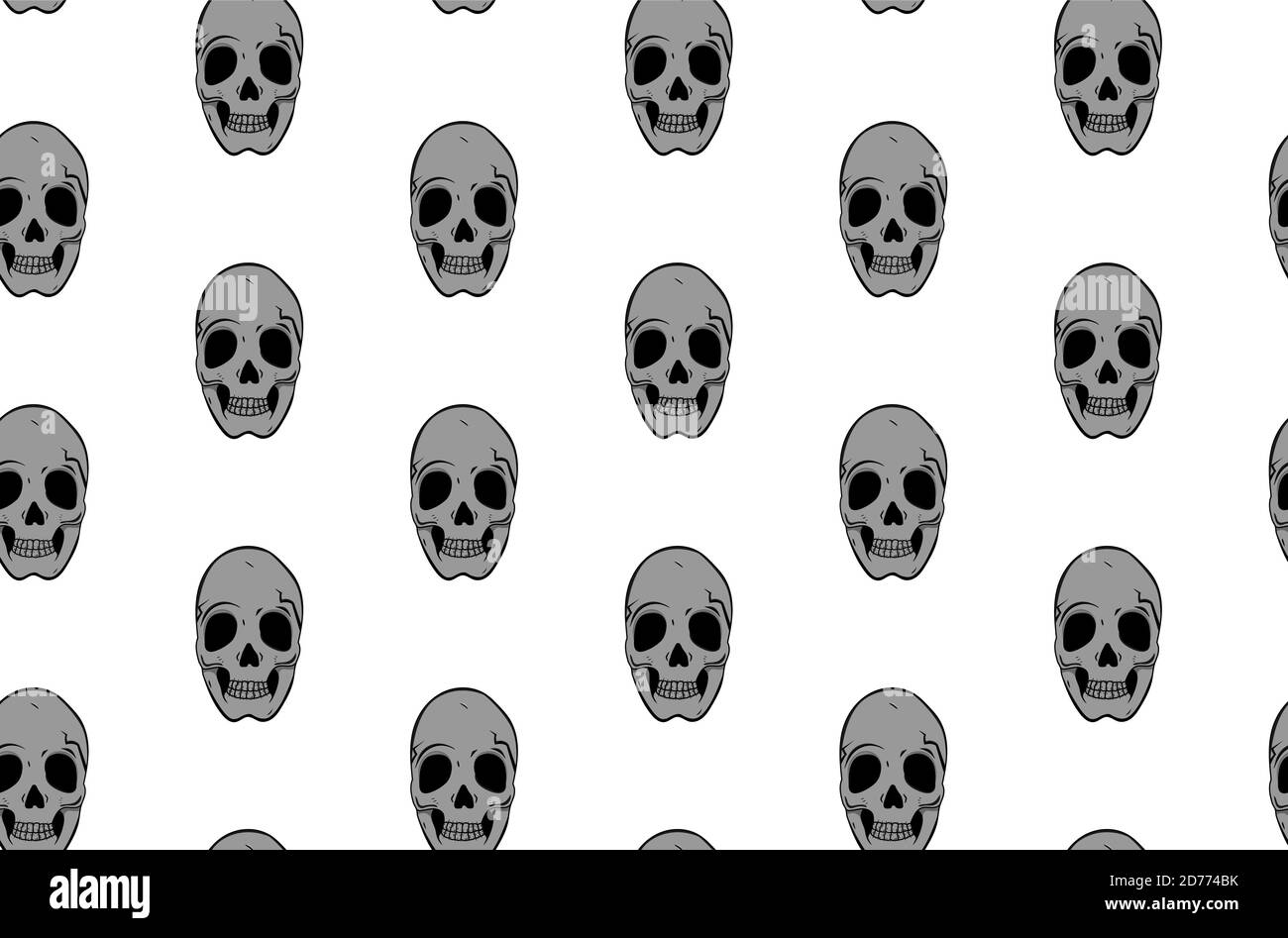 Skulls seamless pattern on white background Stock Vector Image & Art ...