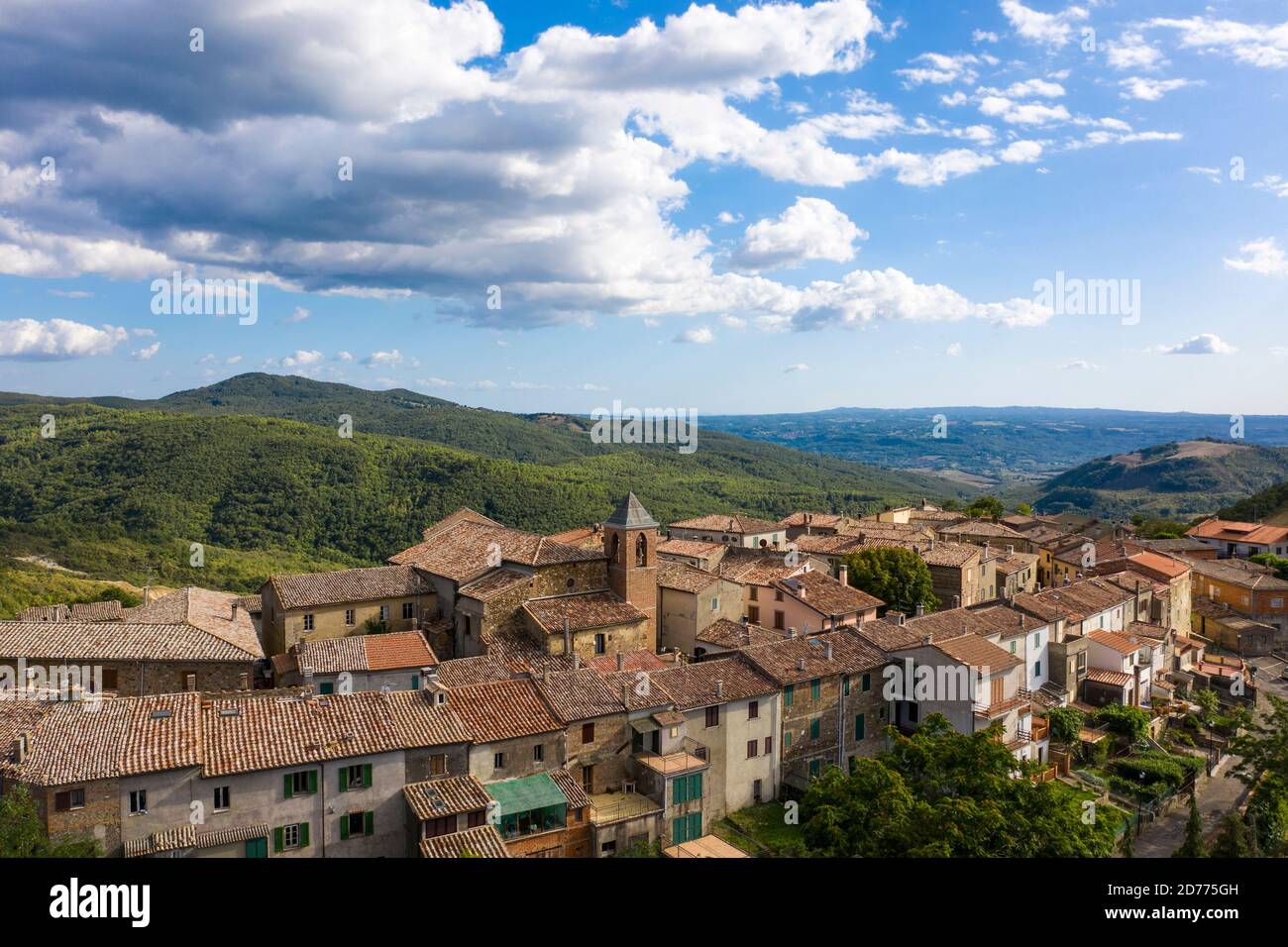 View Over The Hilltop Village Of Trevinano Province Of Viterbo Lazio Italy Stock Photo Alamy