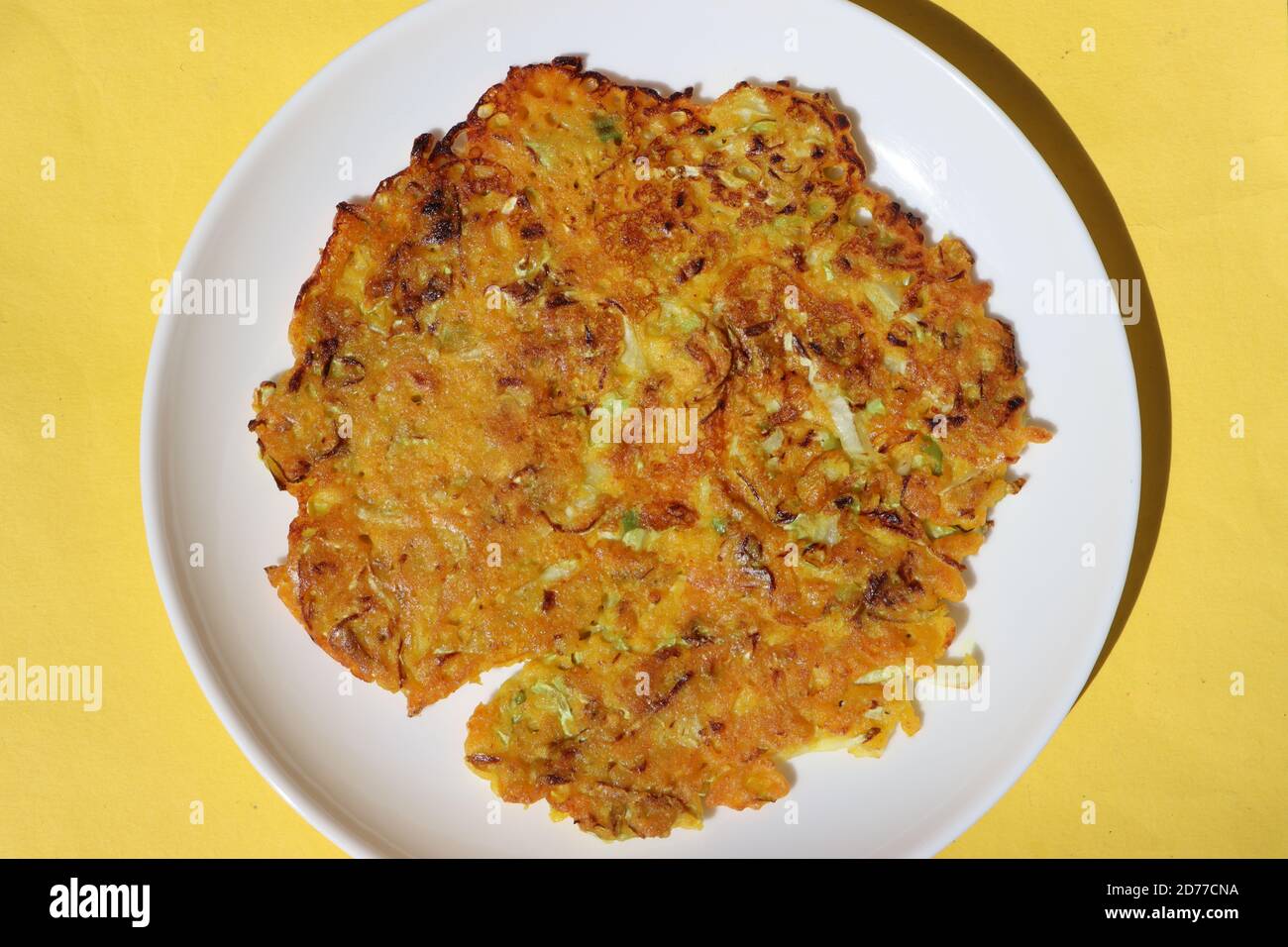 Vegetable cabbage pancake, patta gobi ka cheela, Indian food Stock