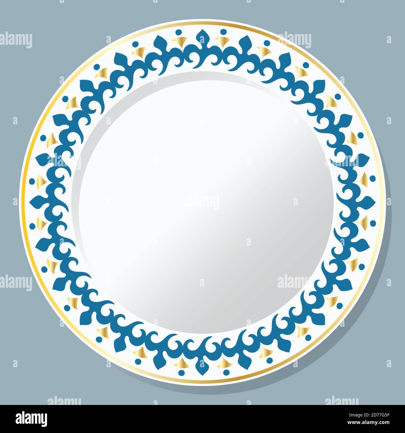 Decorative plate with round ornament. Circular floral frame with roses. Vector EPS 10 Stock Vector