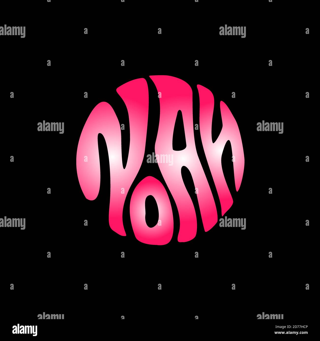 Noah Written in round shape on black background. Noah tattoo Stock
