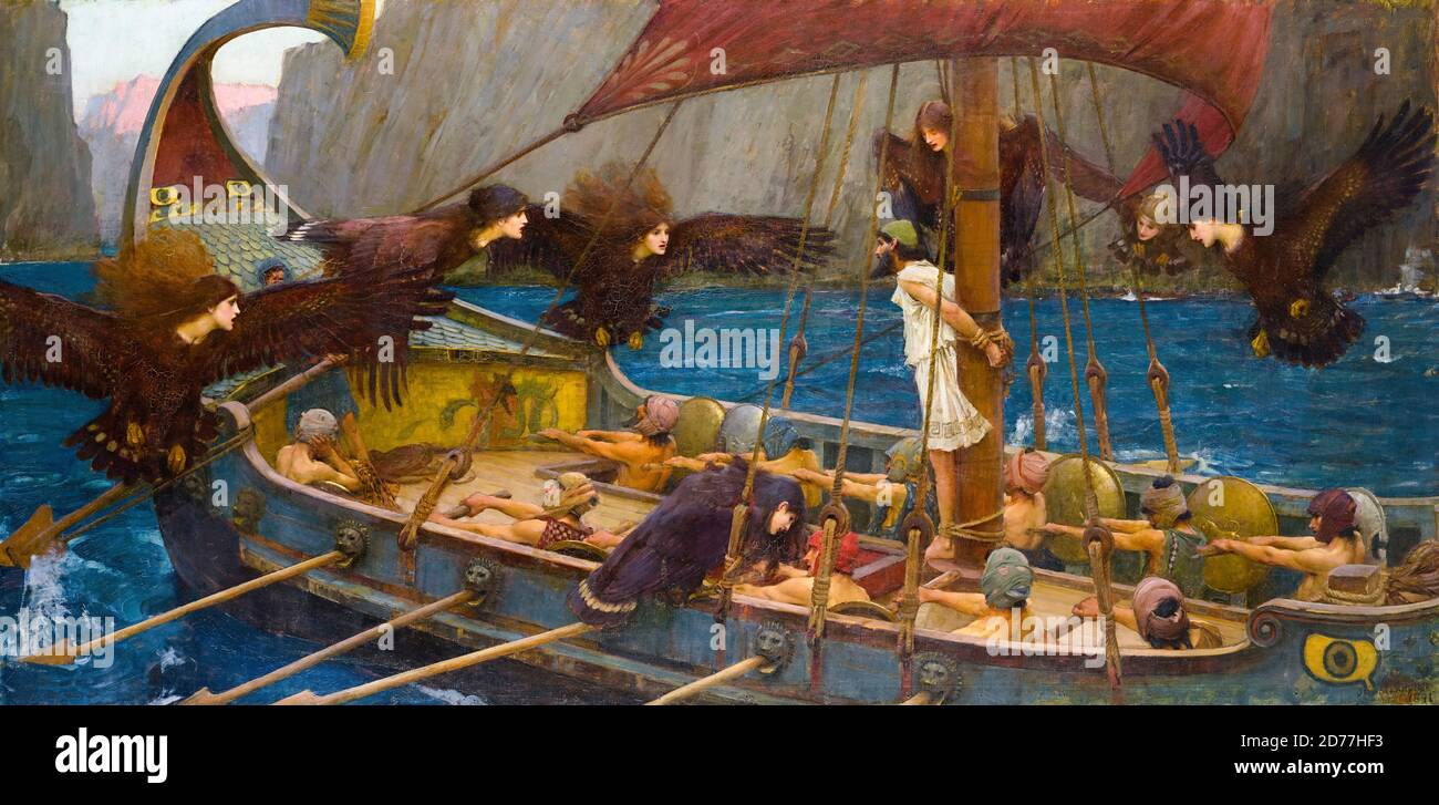 Ulysses and the Sirens, painting by John William Waterhouse, 1891 Stock Photo