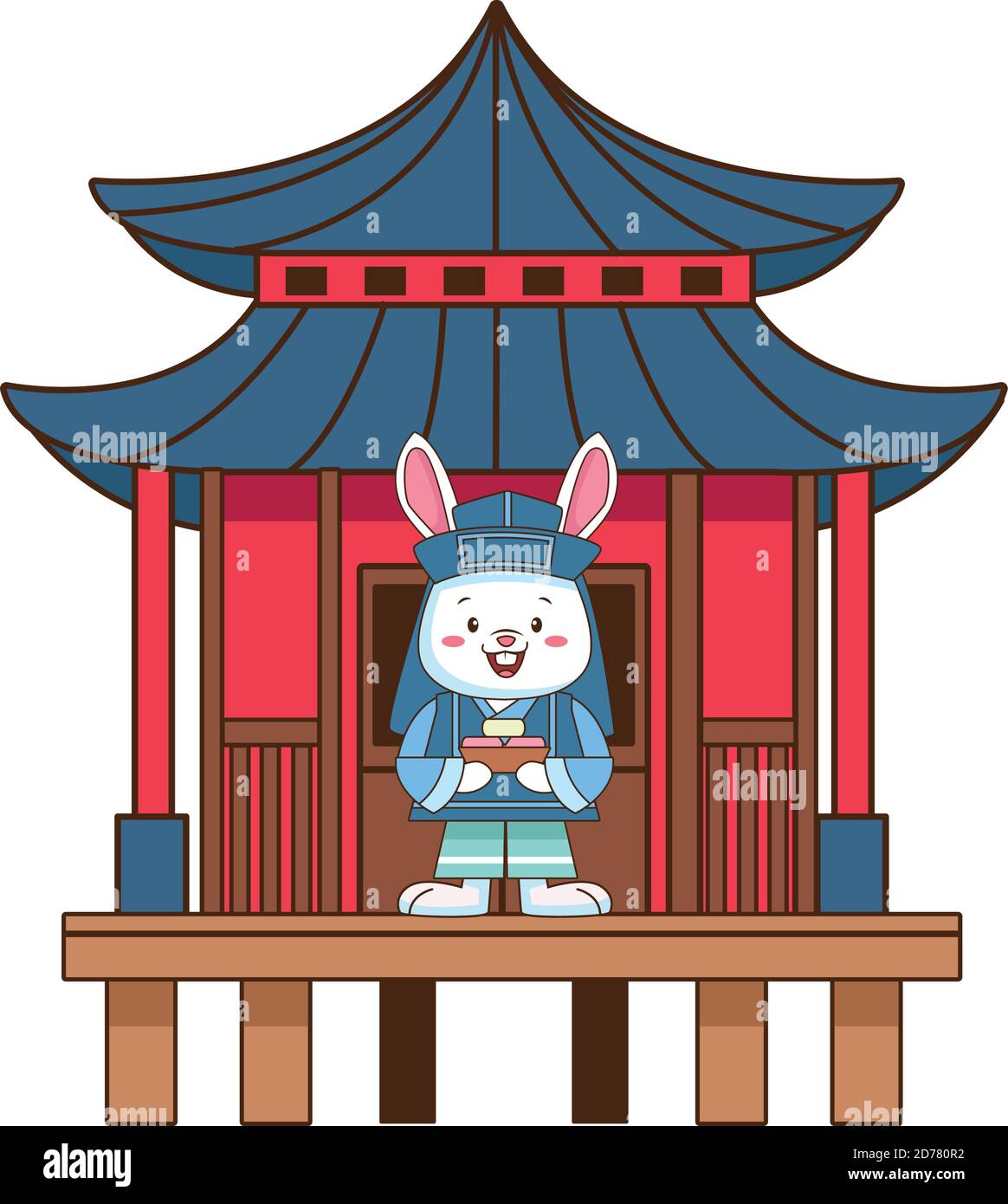 chinese rabbit with gift character vector illustration design Stock Vector