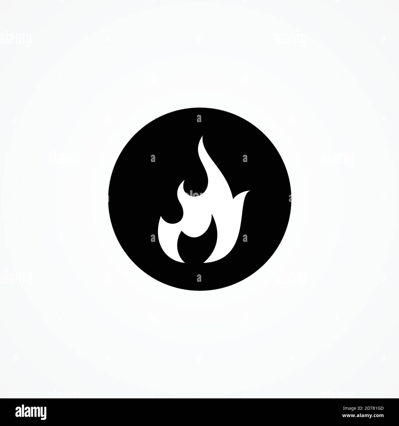 Flame silhouette circle icon minimalist isolated on the white ...
