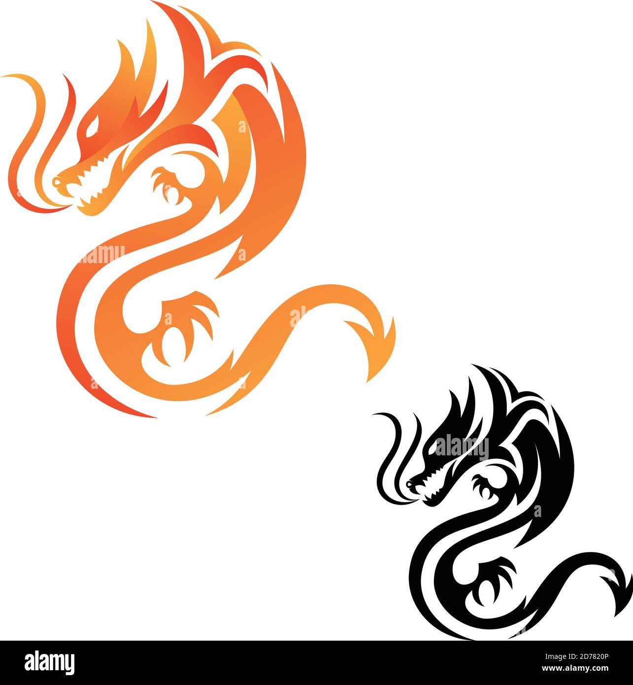 Tribal dragon fire vector icon for graphic design, web and app. Abstract design animal mythology. Vector illustration EPS.8 EPS.10 Stock Vector