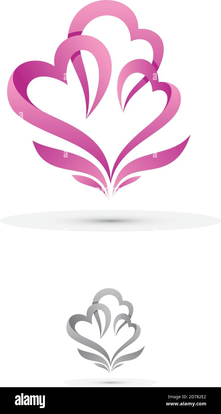 Flower love shaped heart icon modern symbol for graphic and web design ...
