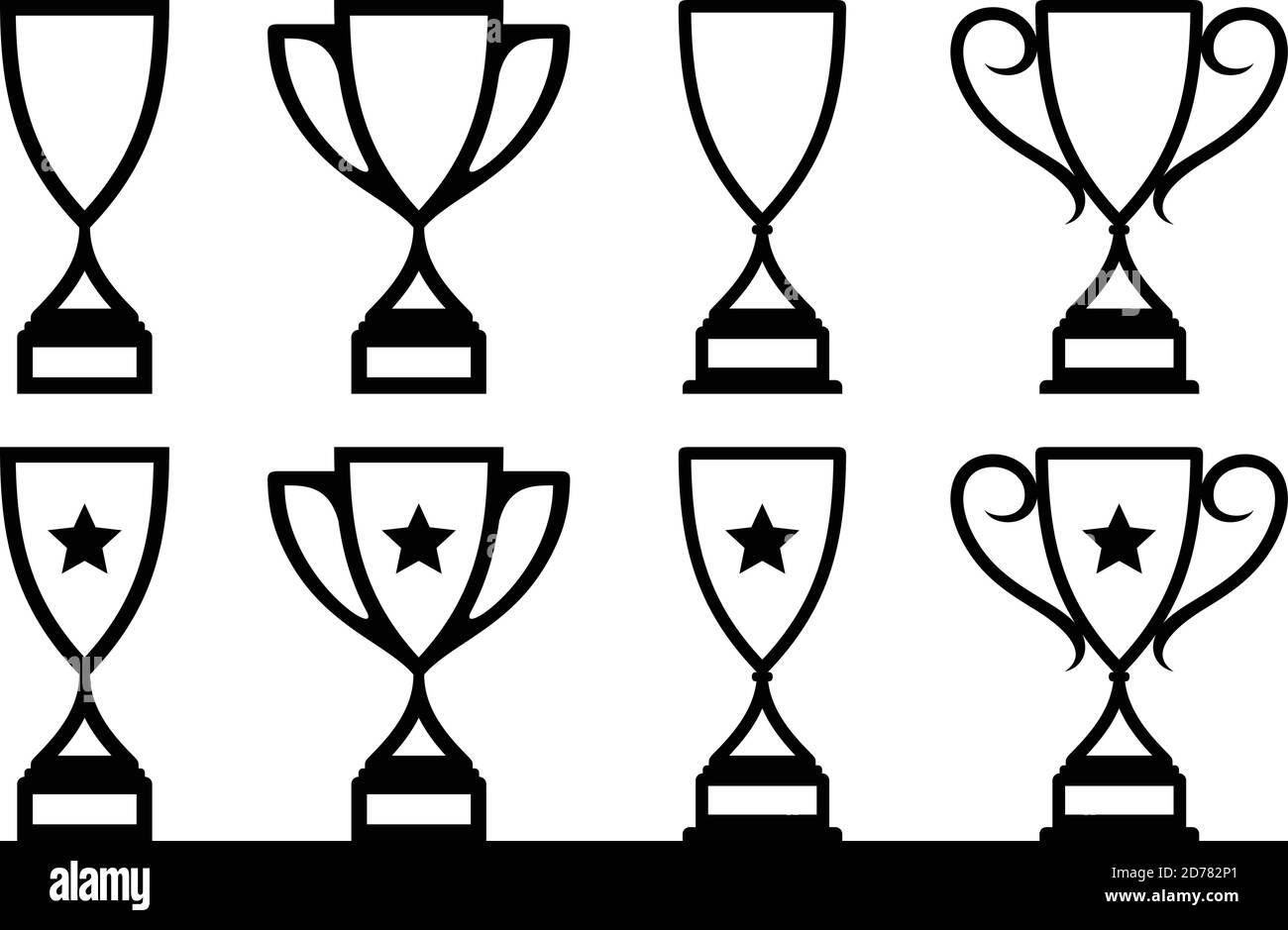 Set Monoline Design Trophy Icon With Stars For Graphic Design Element Silhouette Trophy Icon Symbol For Graphic And Web Design Vector Illustration E Stock Vector Image Art Alamy