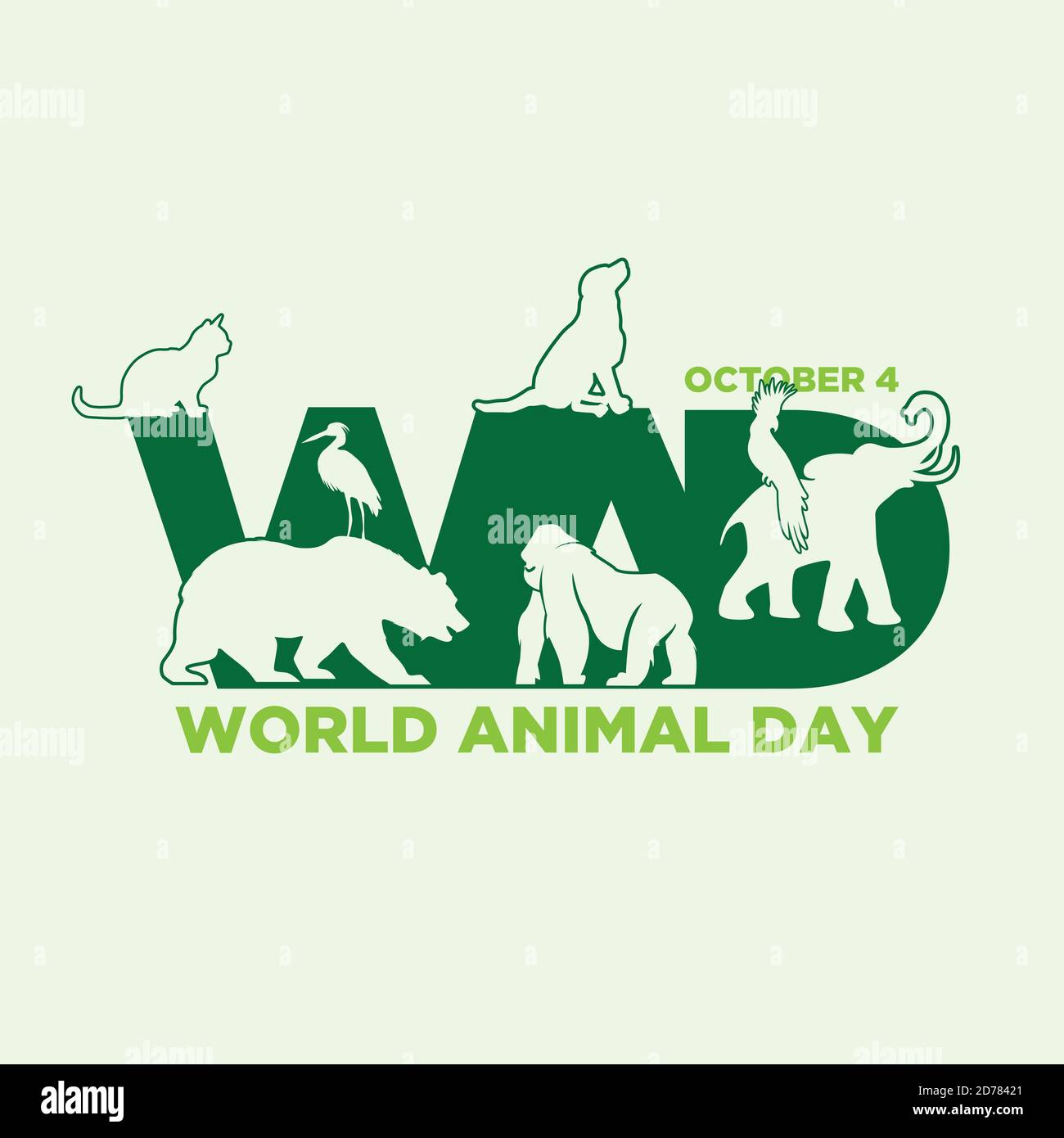 Letter WAD for World Animal Day with graphic animals on the negative space. The concept of an ecological holiday. Vector illustration Stock Vector Image & Art - Alamy Letter WAD for World Animal Day with graphic animals on the negative space. The concept of an ecological holiday. Vector illustration Stock Vector Image & Art - Alamy