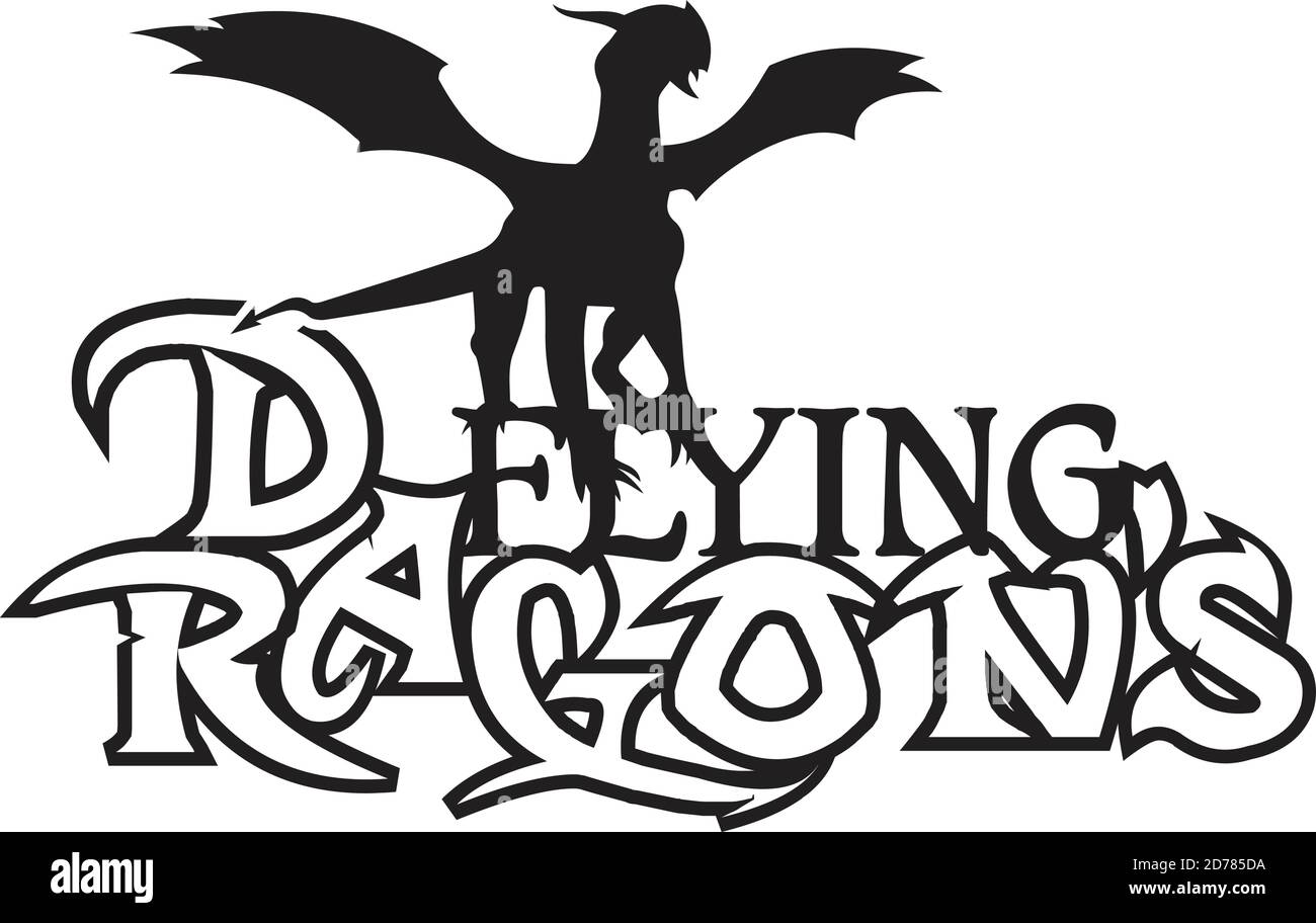Black stylized vector illustrations of dragon flying with letter element design. Design vector dragons. Vector illustration EPS.8 EPS.10 Stock Vector