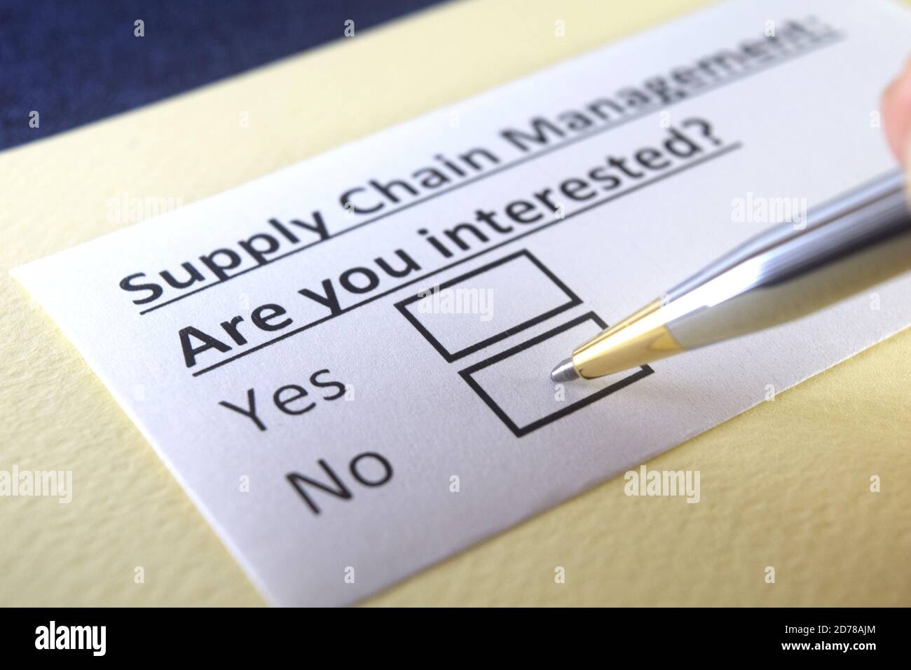 One person is answering question about supply chain management. Stock Photo