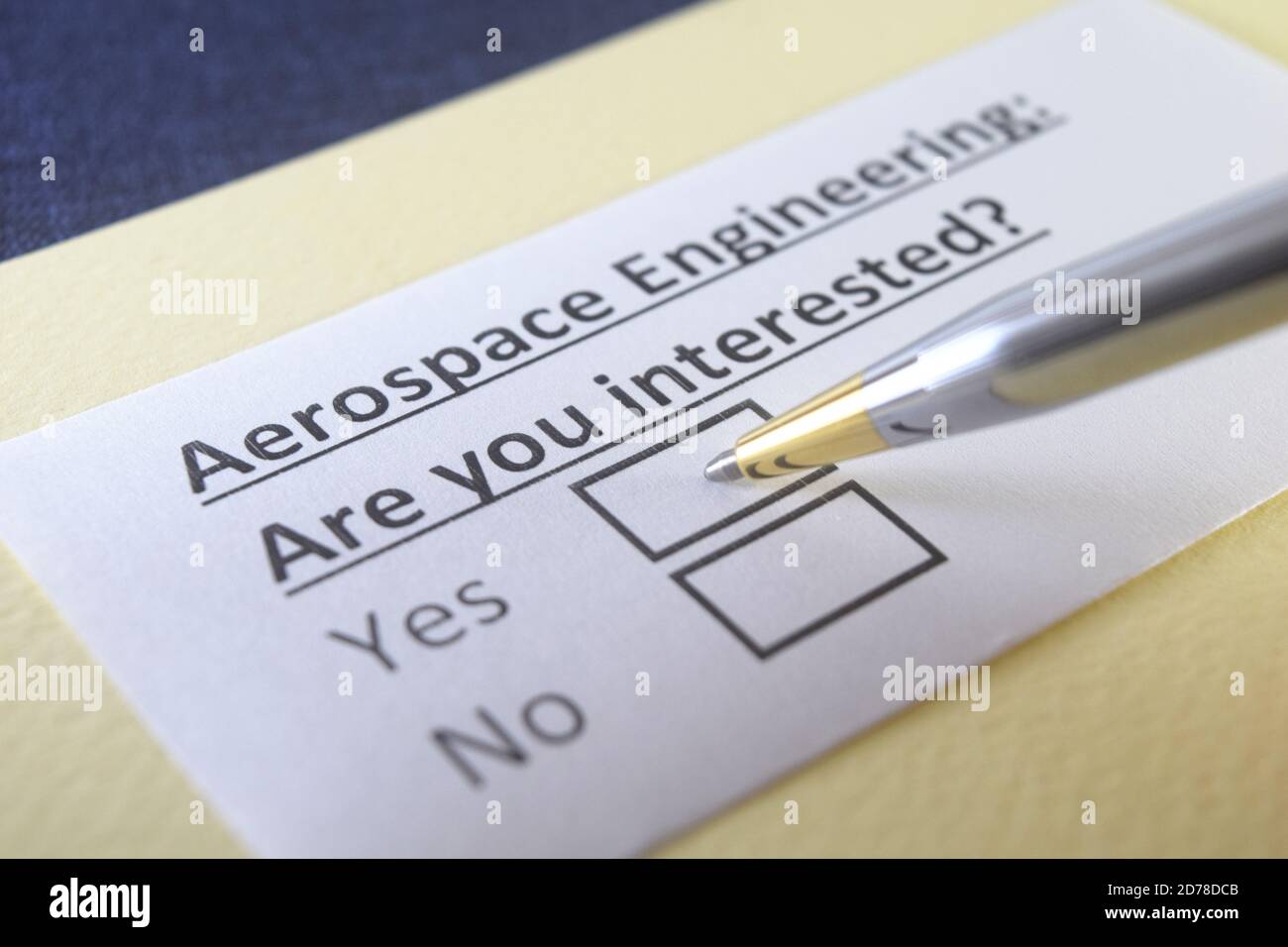 One person is answering question about aerospace engineering. Stock Photo