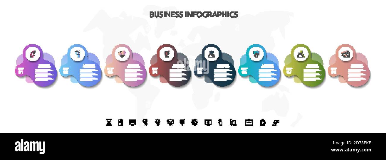 8 steps infographics with abstract labels. Vector template eight part ...