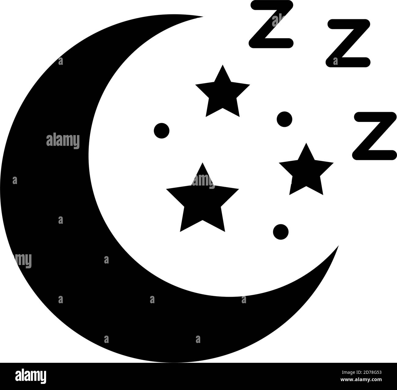 moon and stars Insomnia letters silhouette style icon vector ...