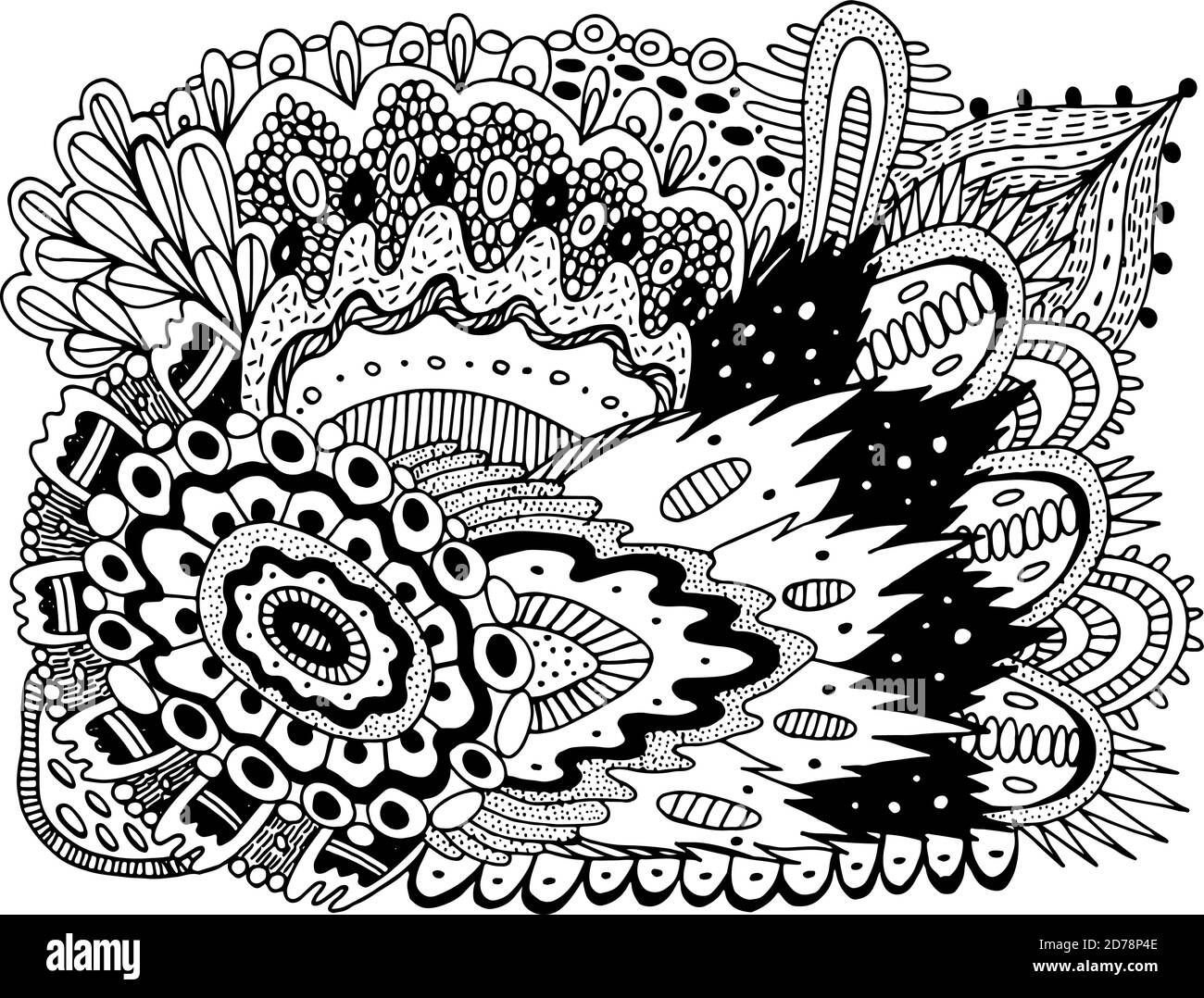 Trippy doodle pattern for coloring book for adults. Coloring page ...