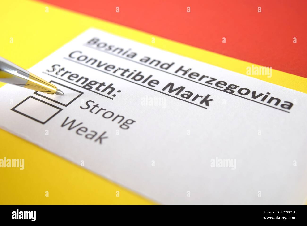 One Person Is Answering Question About Strength Of Bosnia And Herzegovina Convertible Mark Stock Photo Alamy