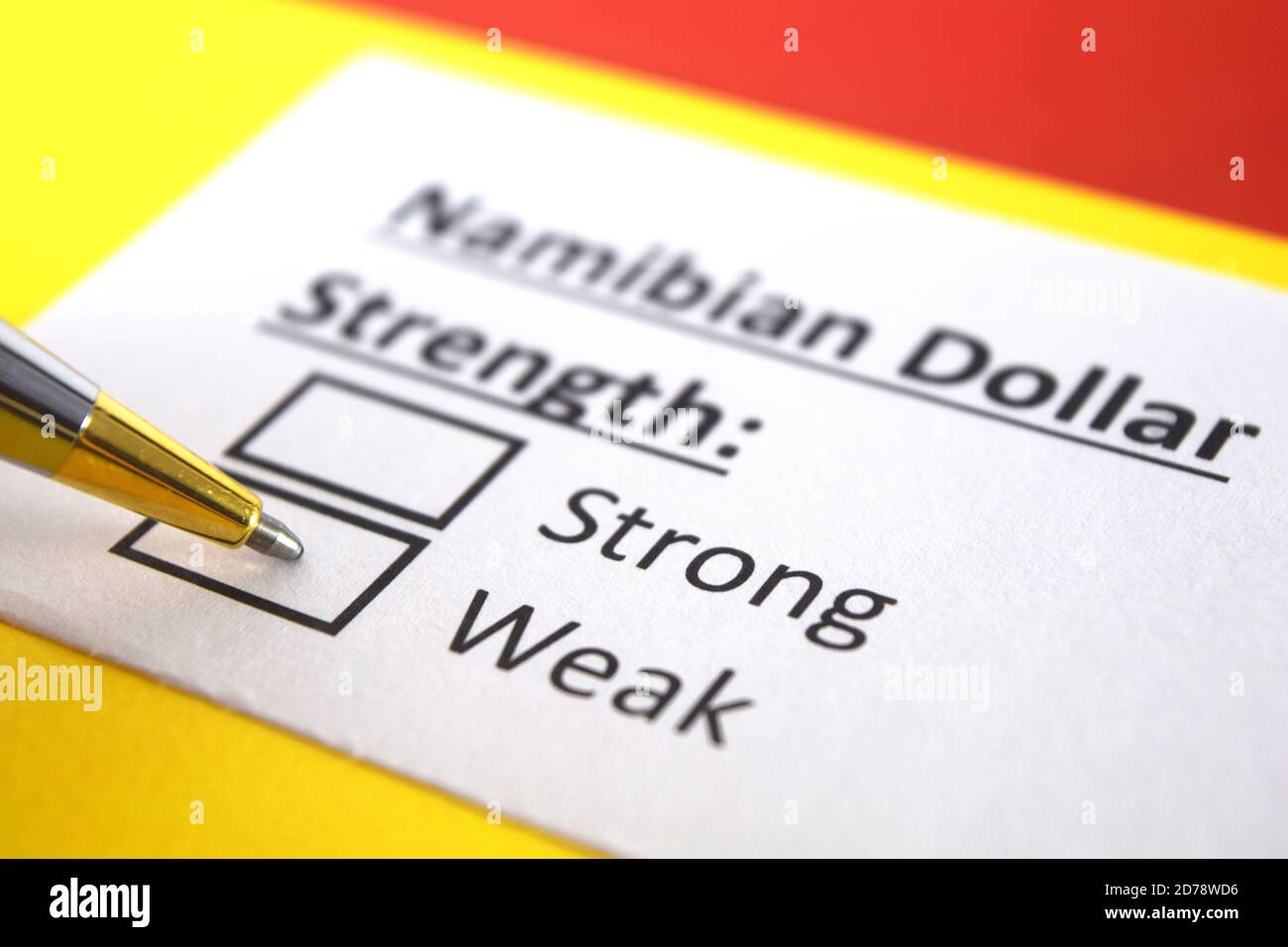 One person is answering question about strength of  Namibian Dollar. Stock Photo