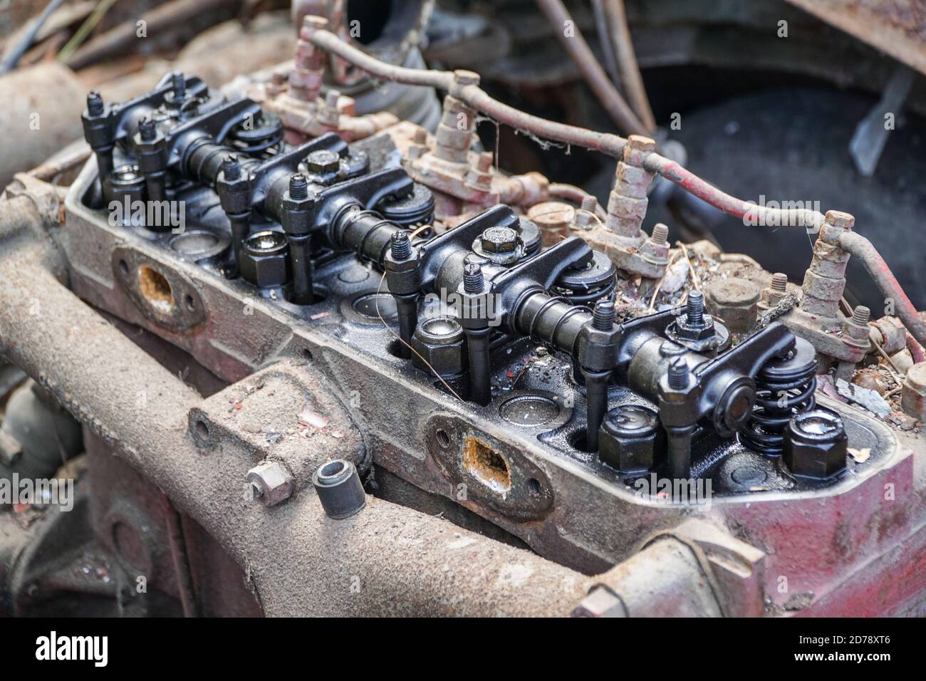 Camion engine OM - Fiat, neglected Stock Photo