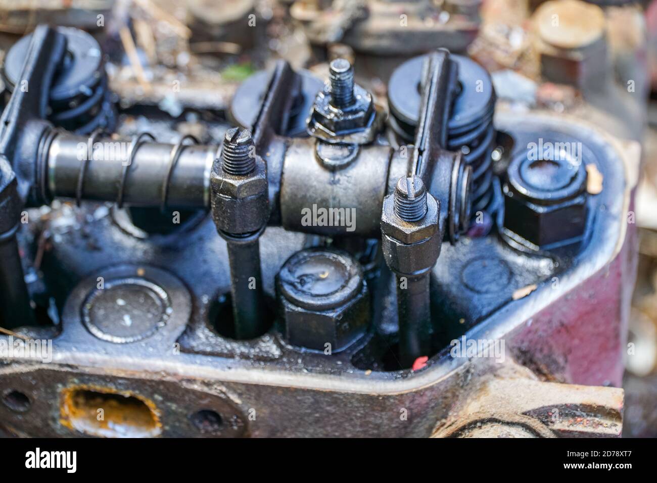 Camion engine OM - Fiat, neglected Stock Photo