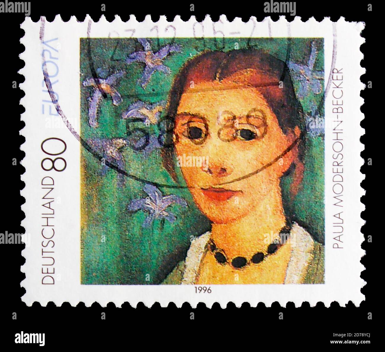 MOSCOW, RUSSIA - OCTOBER 3, 2017: A stamp printed in Germany Federal Republic shows Self-portrait by Paula Modersohn-Becker (1876-1907), Europa (C.E.P Stock Photo