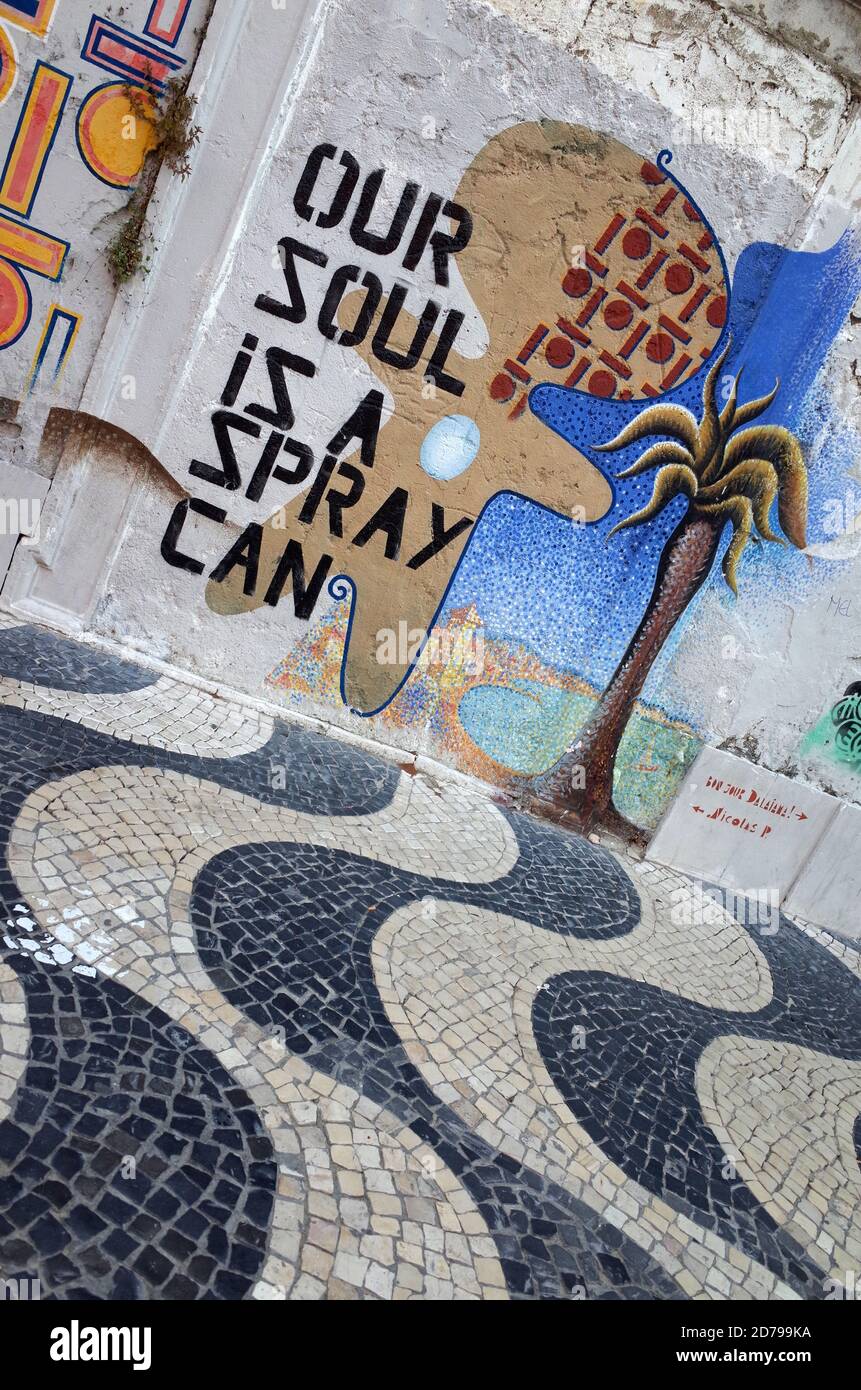 Graffiti in Lisbon - Our Soul is a Spray Can Stock Photo