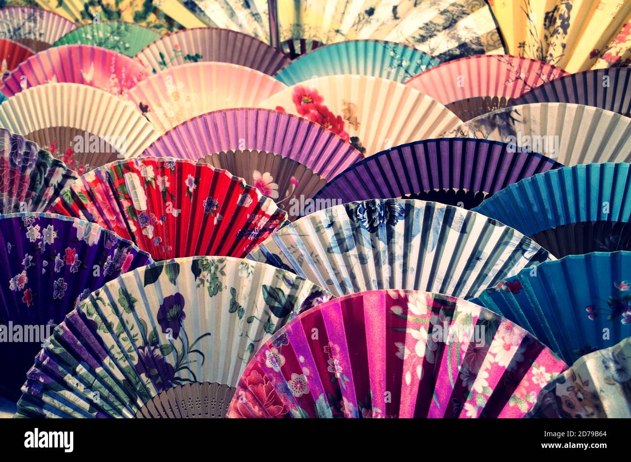 Colourful fans in Chinese market Stock Photo Alamy