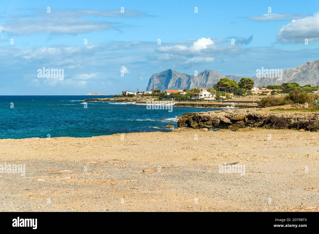 Mediterranean sea landscape, seascape of Cinisi, province of Palermo, Sicily, Italy Stock Photo