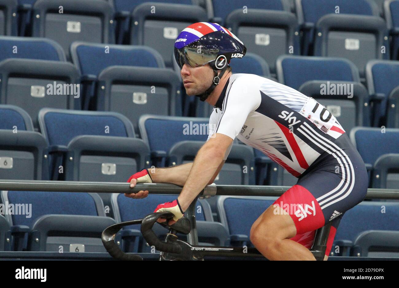 British cyclist Mark Cavendish during the International track cycling event “Panevėžys 2016“ in Lithuania. Stock Photo