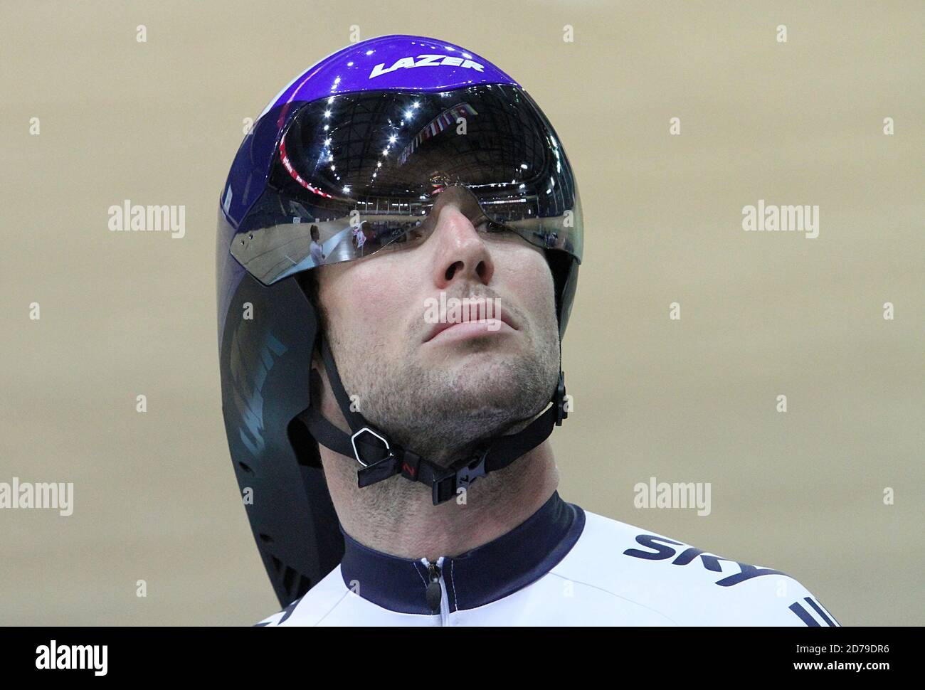 British cyclist Mark Cavendish during the International track cycling event “Panevėžys 2016“ in Lithuania. Stock Photo