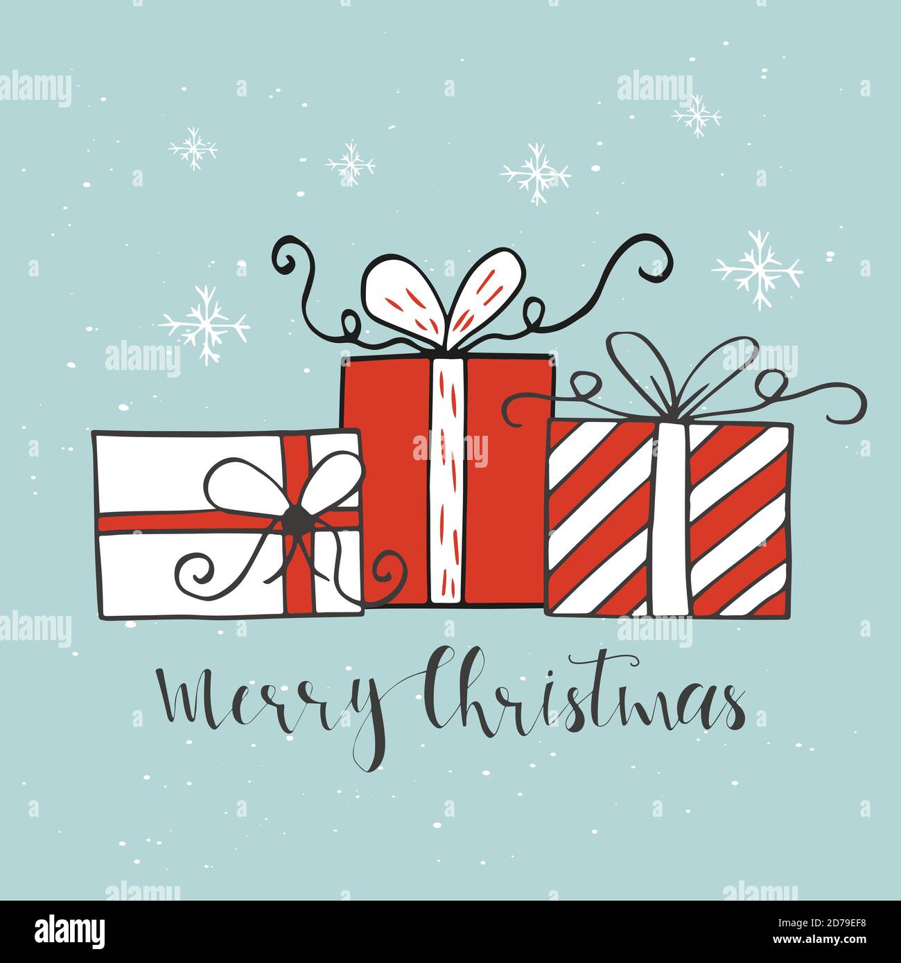 Christmas Gift Card With Presents Christmas Tree And Snow Easy
