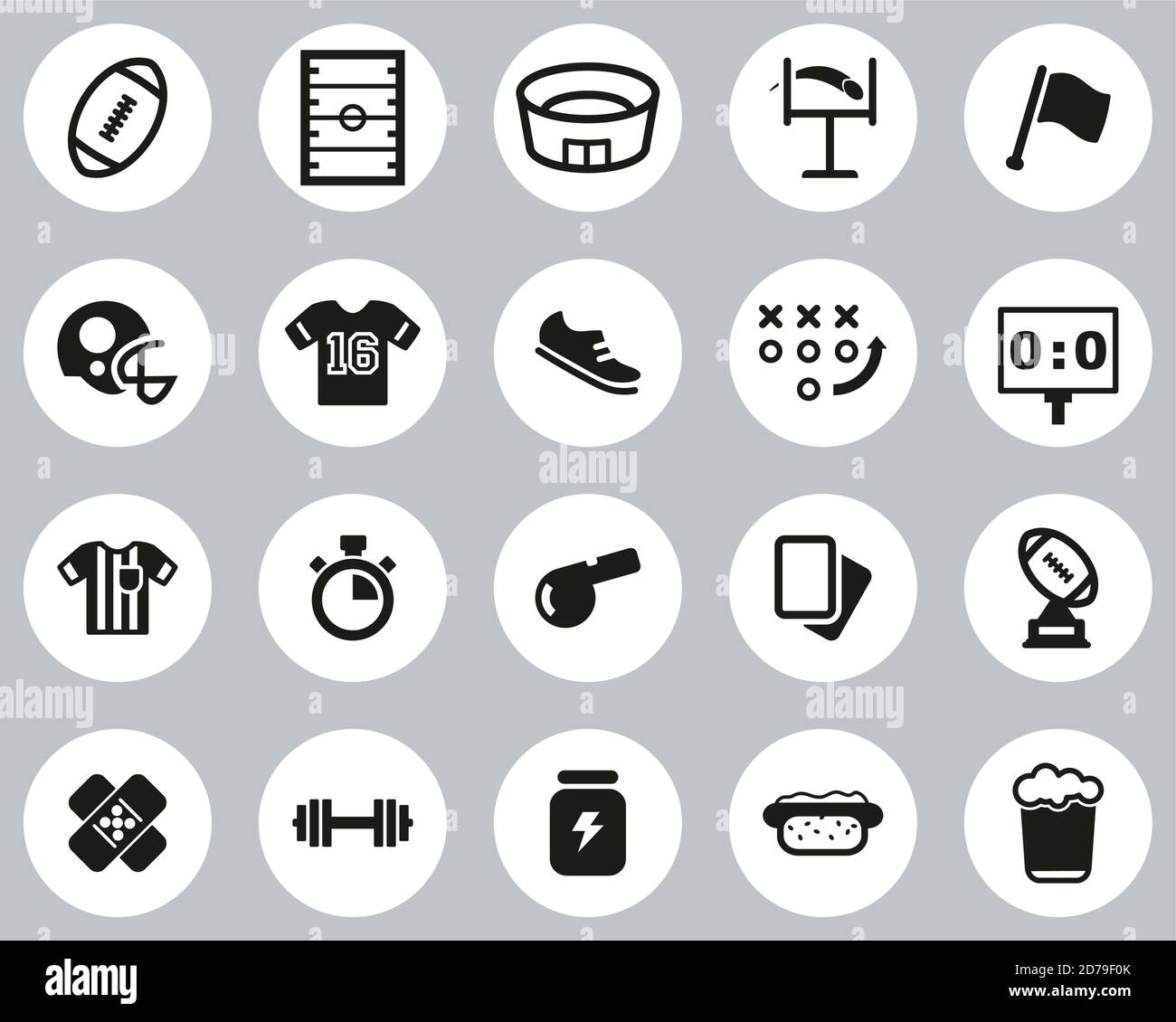 Football Or American Football Icons Black & White Flat Design Circle ...
