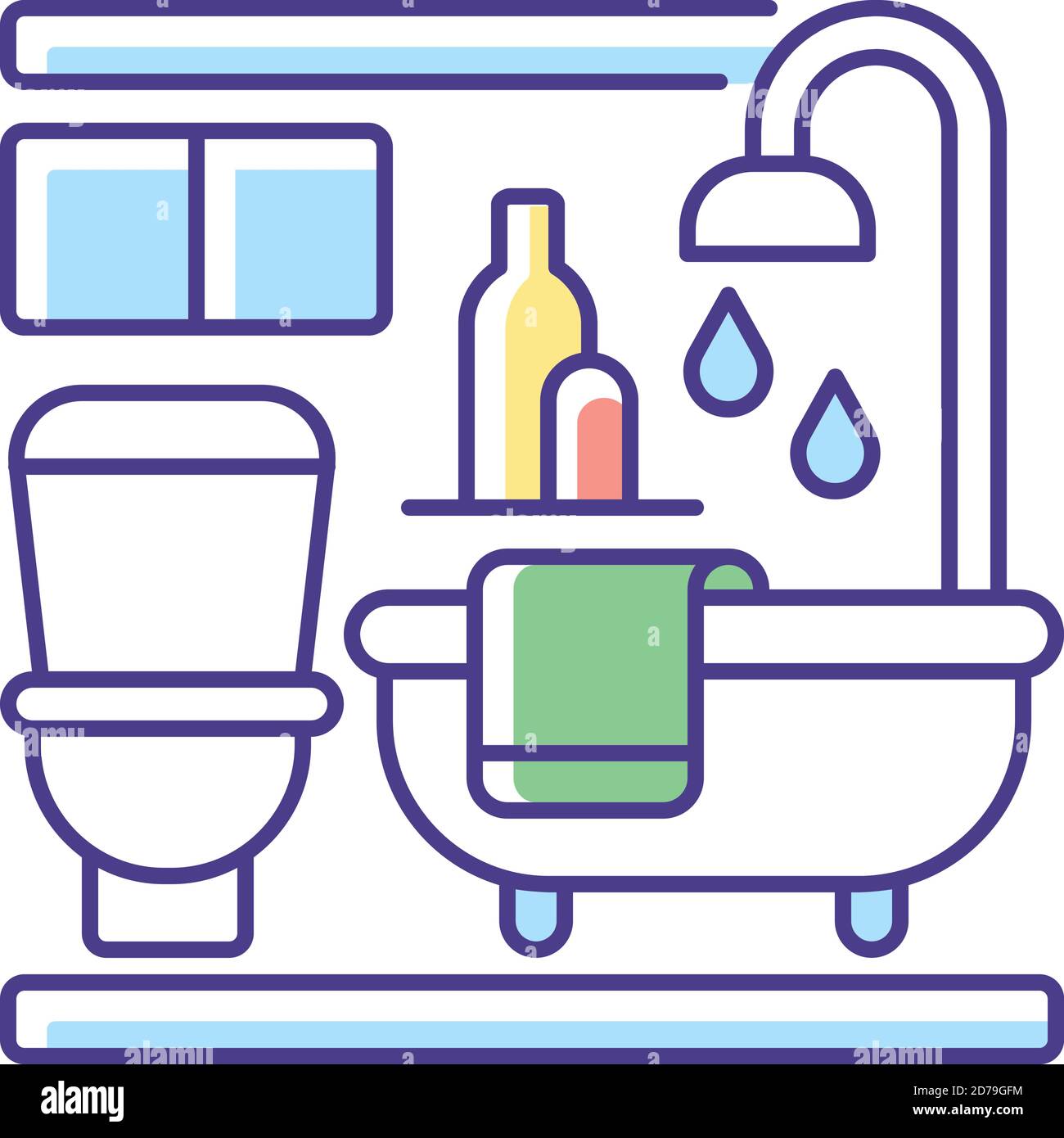 Baths RGB color icon Stock Vector
