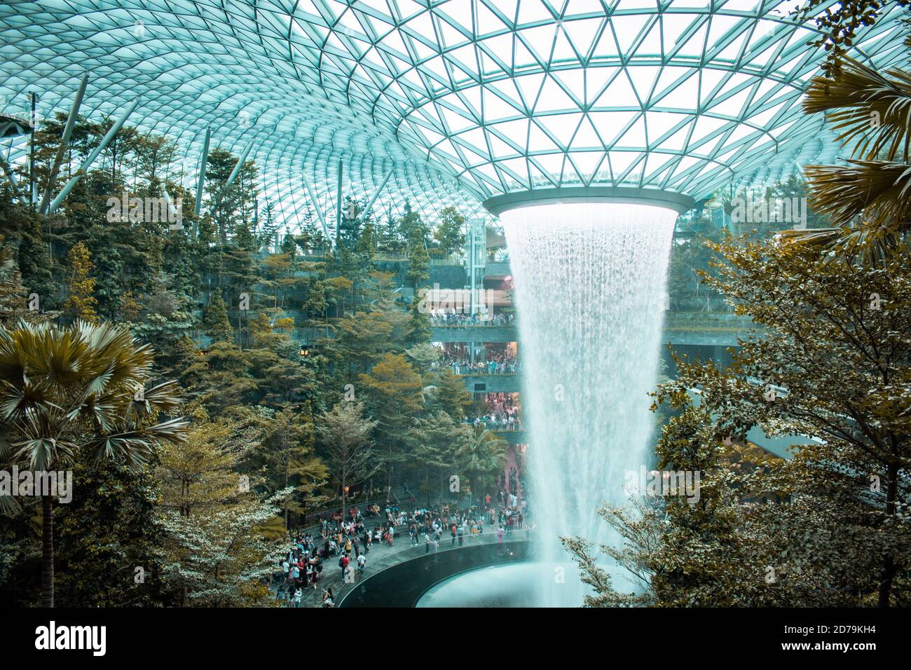 This is shot inside of the new Jewel Changi Airport in Singapore