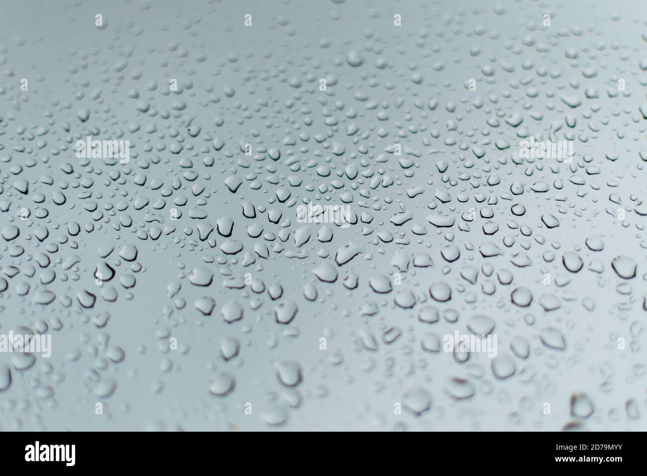 rain drops on a grey window during a thunder storm Stock Photo