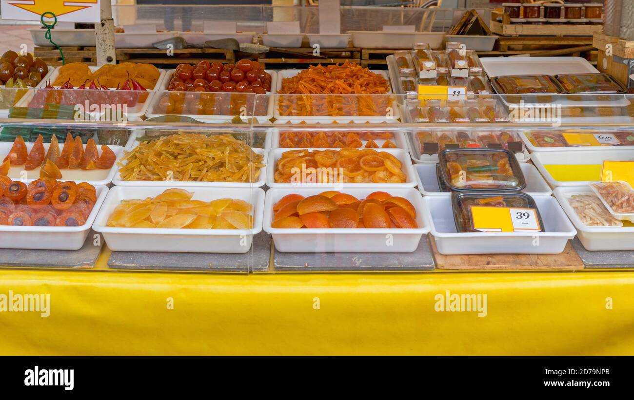 Traditional Candied Fruits Sweets at Market in France Stock Photo Alamy