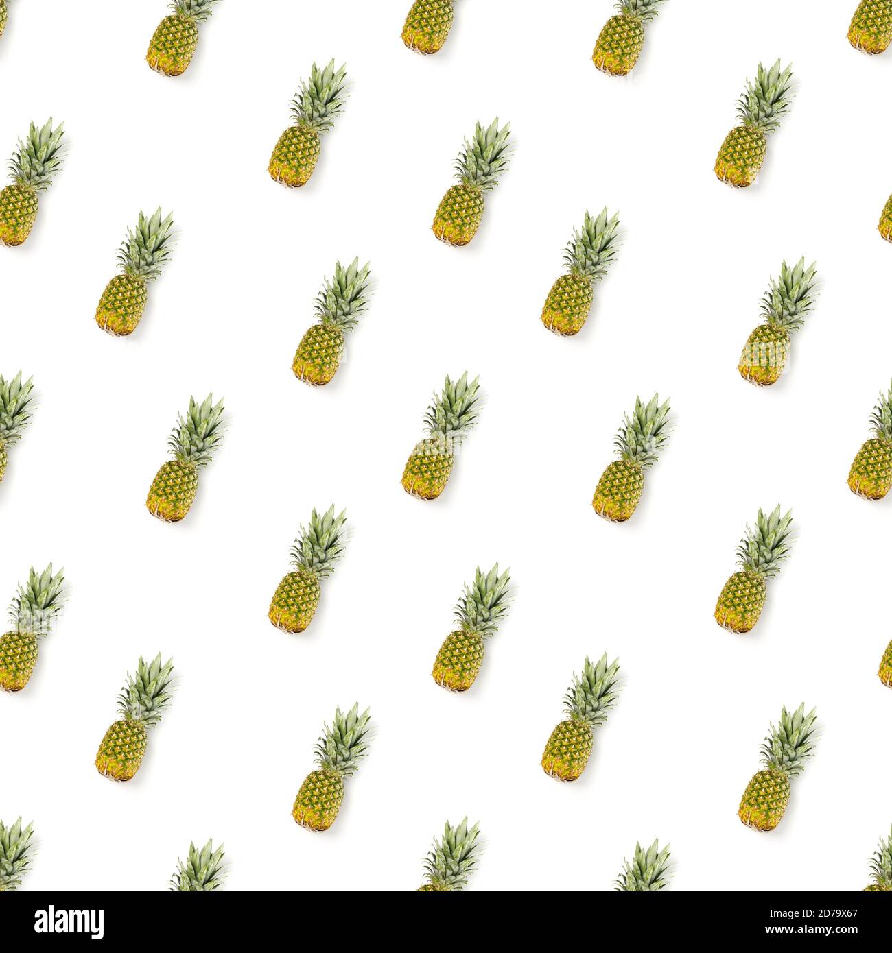 Pineapple Seamless pattern. Tropical abstract pattern. Gold pineapple on the white background. Stock Photo