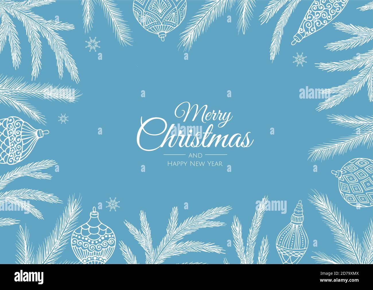 Merry Christmas greeting card with new years tree. Vector holiday ...