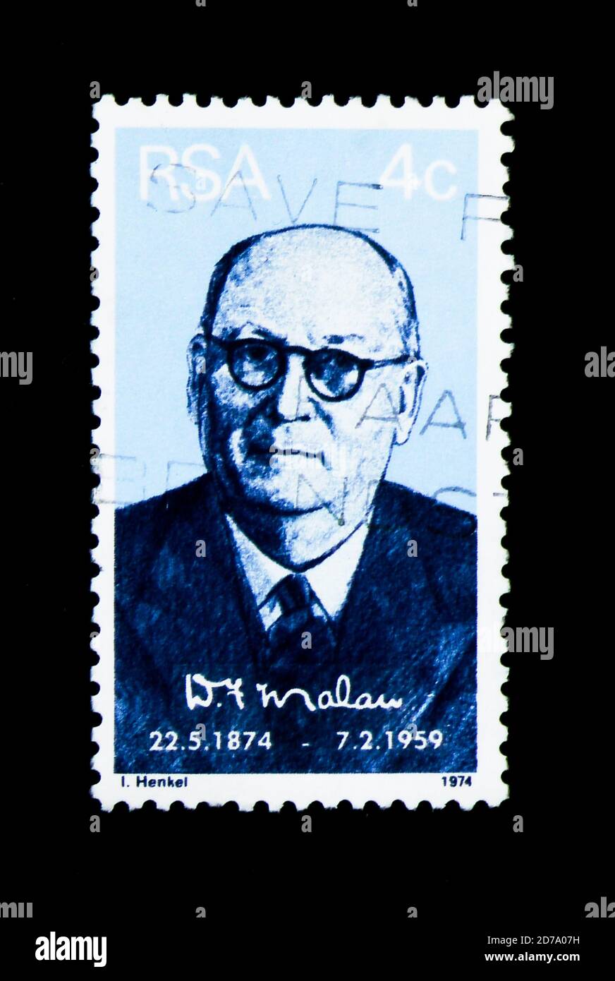 MOSCOW, RUSSIA - NOVEMBER 26, 2017: A stamp printed in South Africa shows Doctor D. Francois Malan (1874-1959), serie, circa 1974 Stock Photo