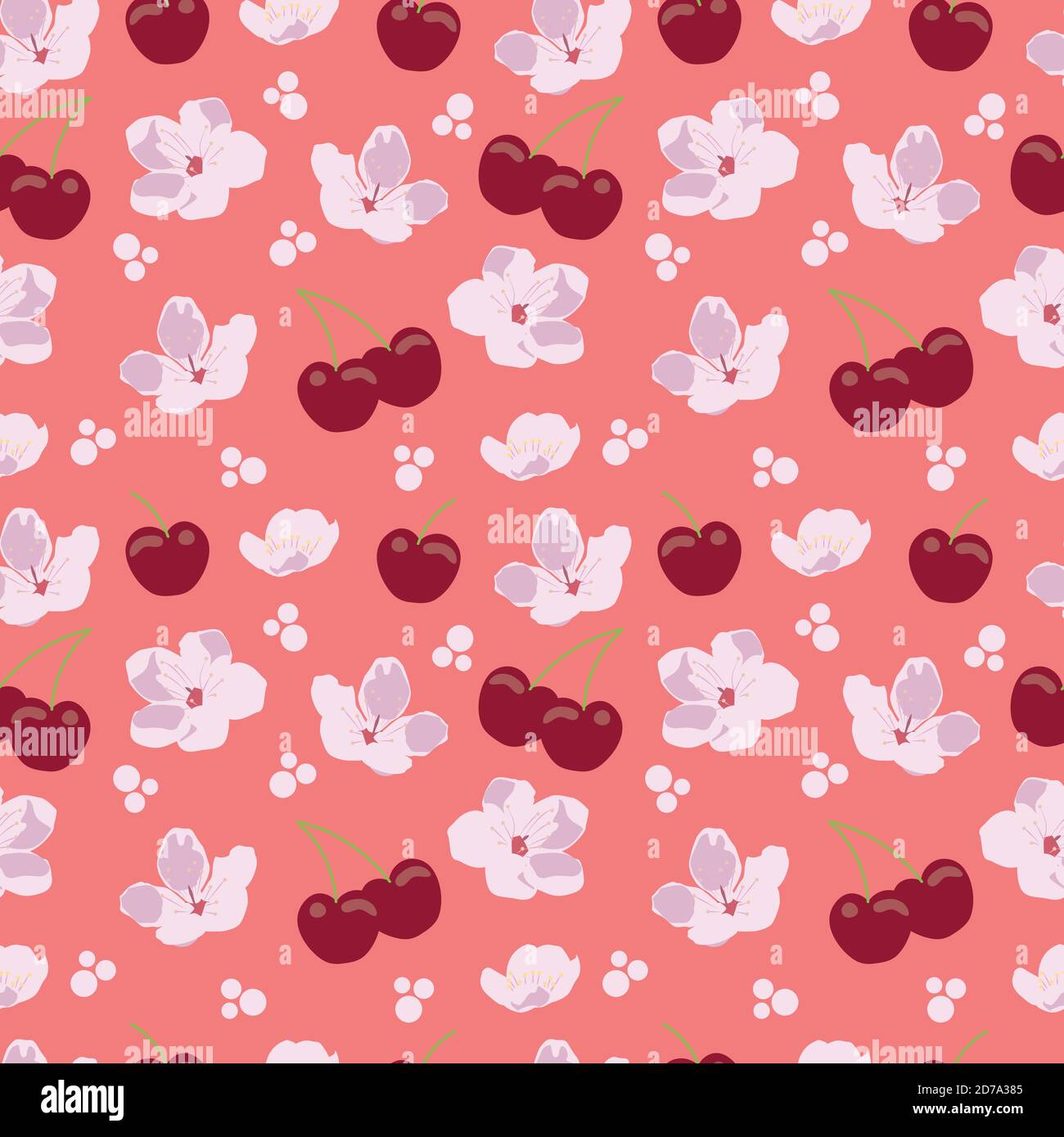 Cherries, Cherry blossom seamless pattern Stock Vector Image & Art Alamy