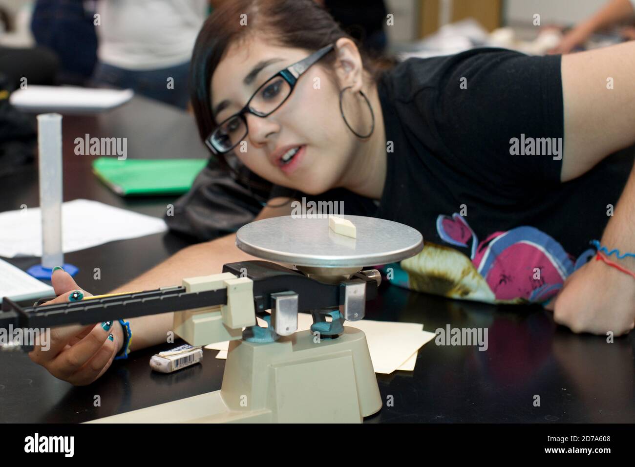 Student Takes Careful Measurement During Science Class Lab At Achieve Early College High School On The Campus Of South Texas College The School Part Of The Highly Regarded Mcallen School District In Student Takes Careful Measurement During Science Class Lab At Achieve Early College High School On The Campus Of South Texas College The School Part Of The Highly Regarded Mcallen School District In