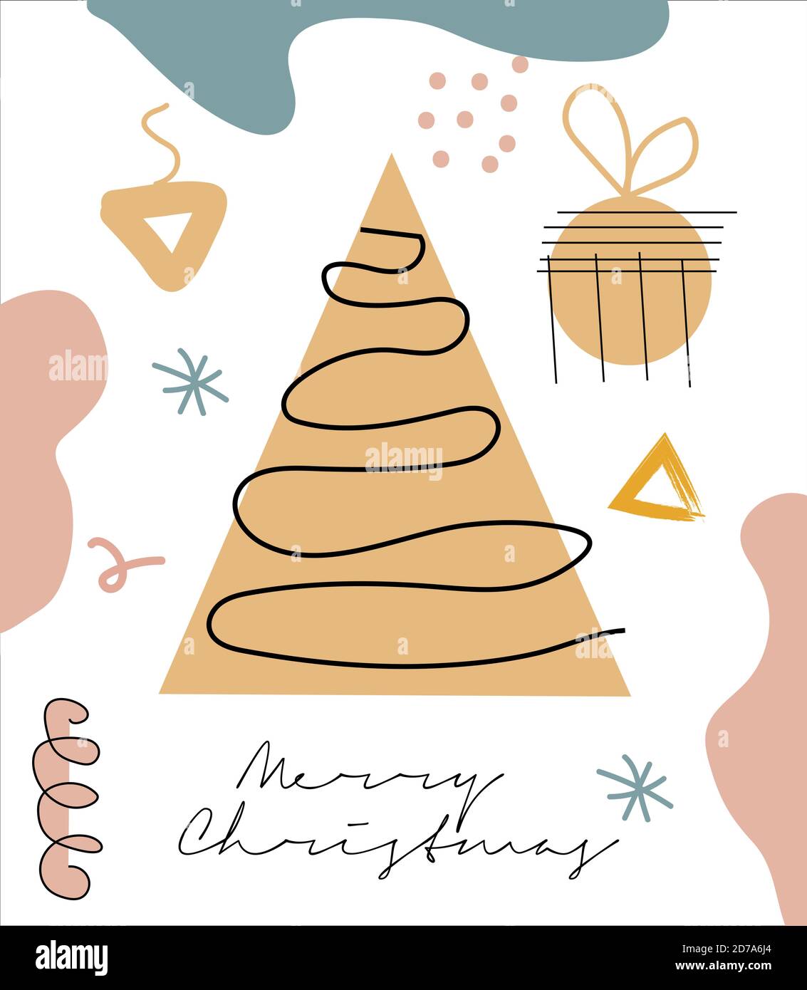 Modern abstract hand drawing Christmas doodles greeting cards, Trendy contemporary design template Stock Vector
