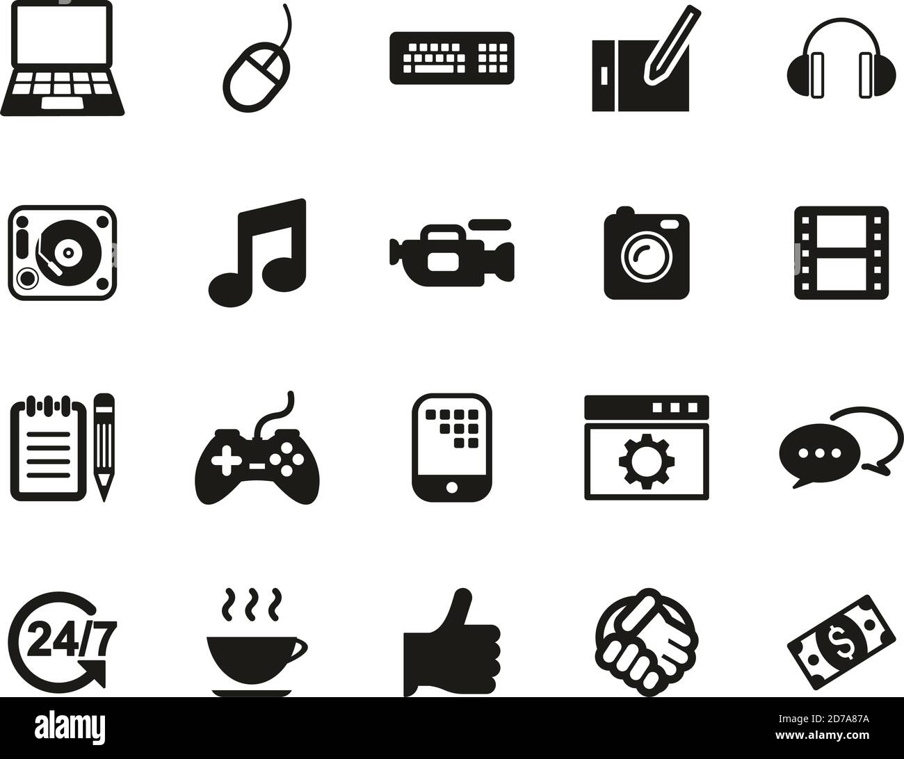 Freelance Business Icons Black & White Set Big Stock Vector Image & Art ...
