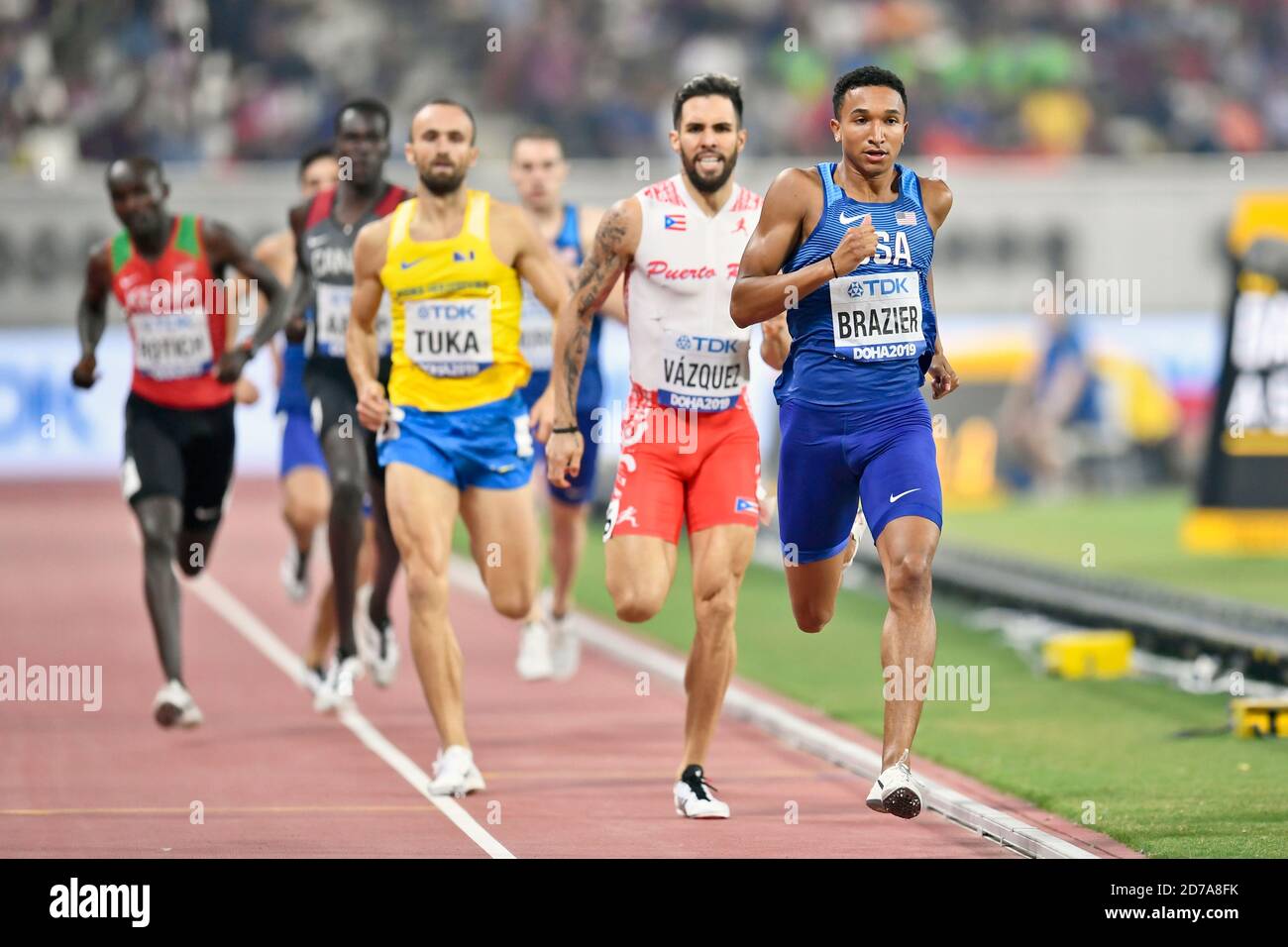 Donavan Brazier (USA). 800 metres Gold Medal. IAAF World Athletics Championships, Doha 2019 Stock Photo