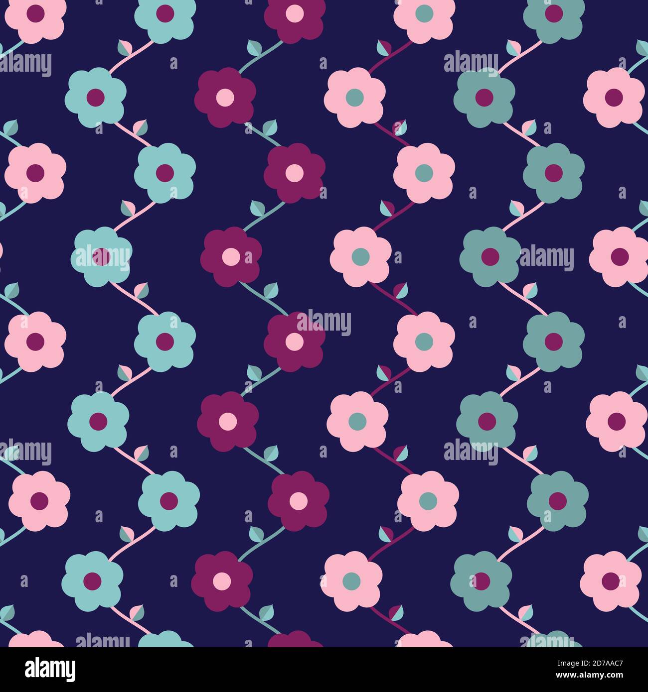 pink flowers seamless pattern design Stock Vector