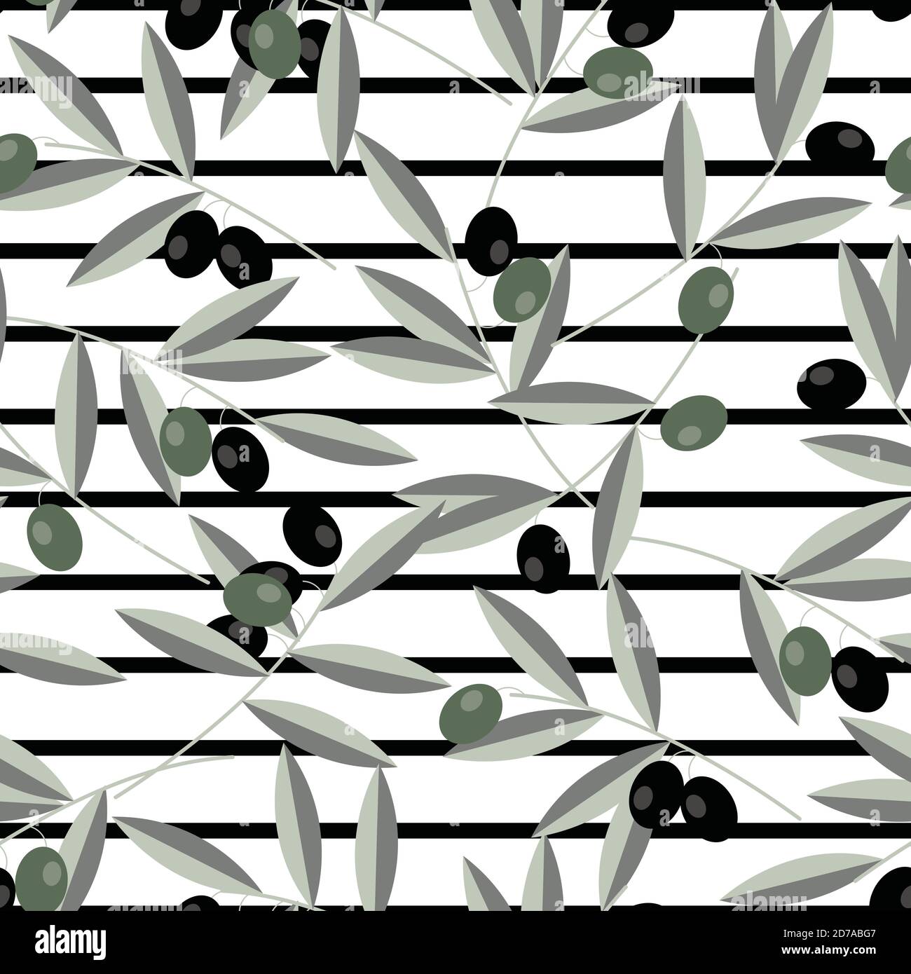 Black and green olives seamless pattern vector design Stock Vector