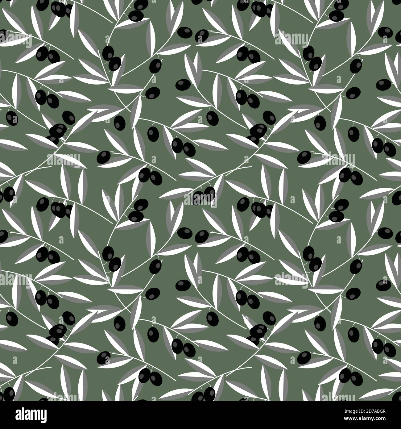 Black and green olives seamless pattern vector design Stock Vector